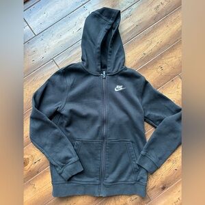 Nike Zip Up Hooded Sweatshirt - Black - YL